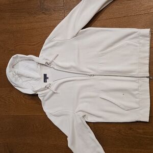 Vince White Zip-Up Sweat-shirt Hoodie With Front Pockets
